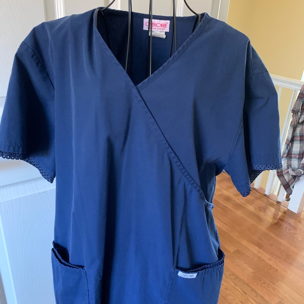 Cherokee Mock Wrap Scrub Top